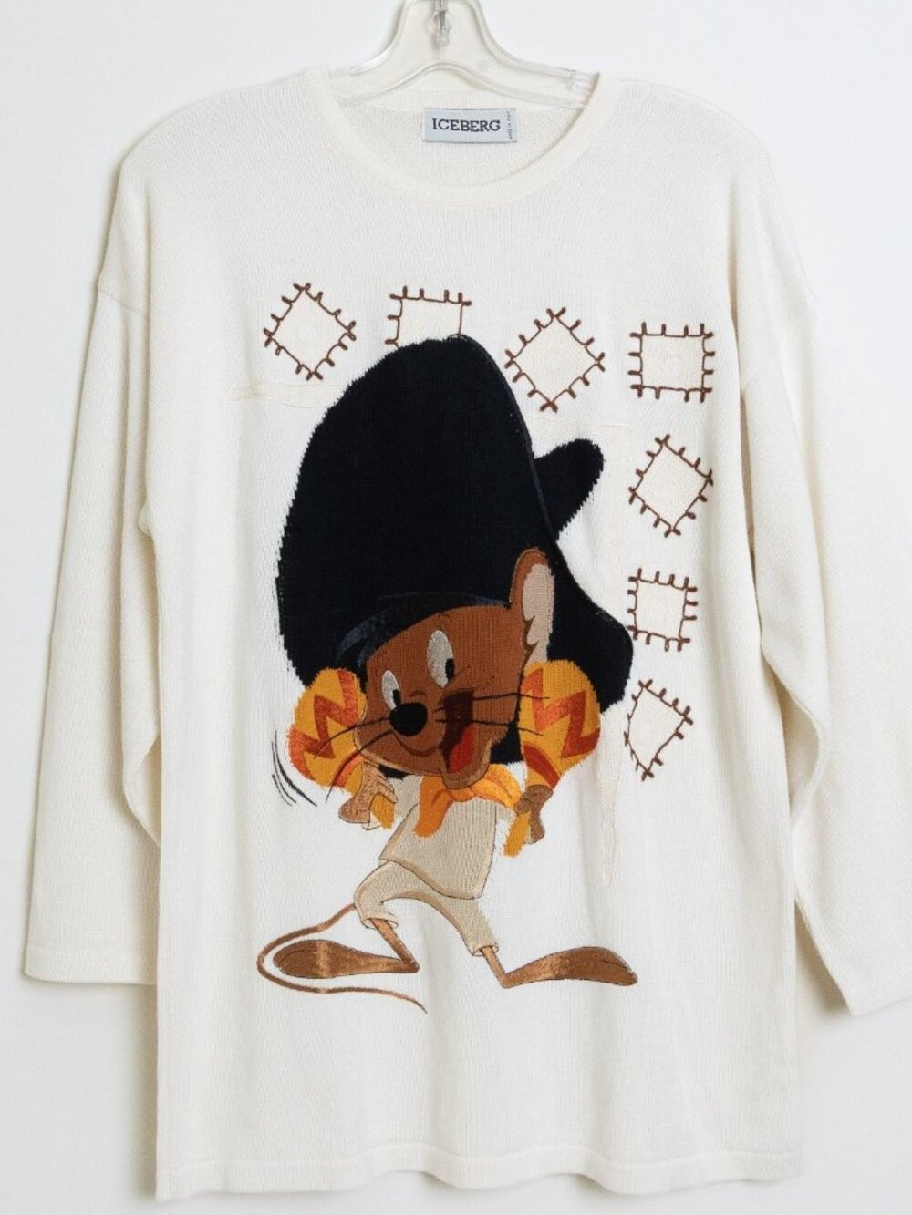 Vintage Iceberg Speedy Gonzales Looney Tunes Knit Sweater 1993 Warner Bros